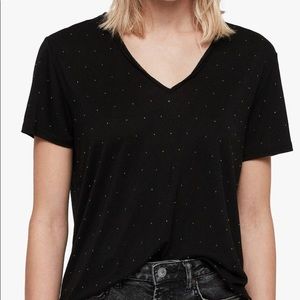 All Saints - Black Stud Tee - Small